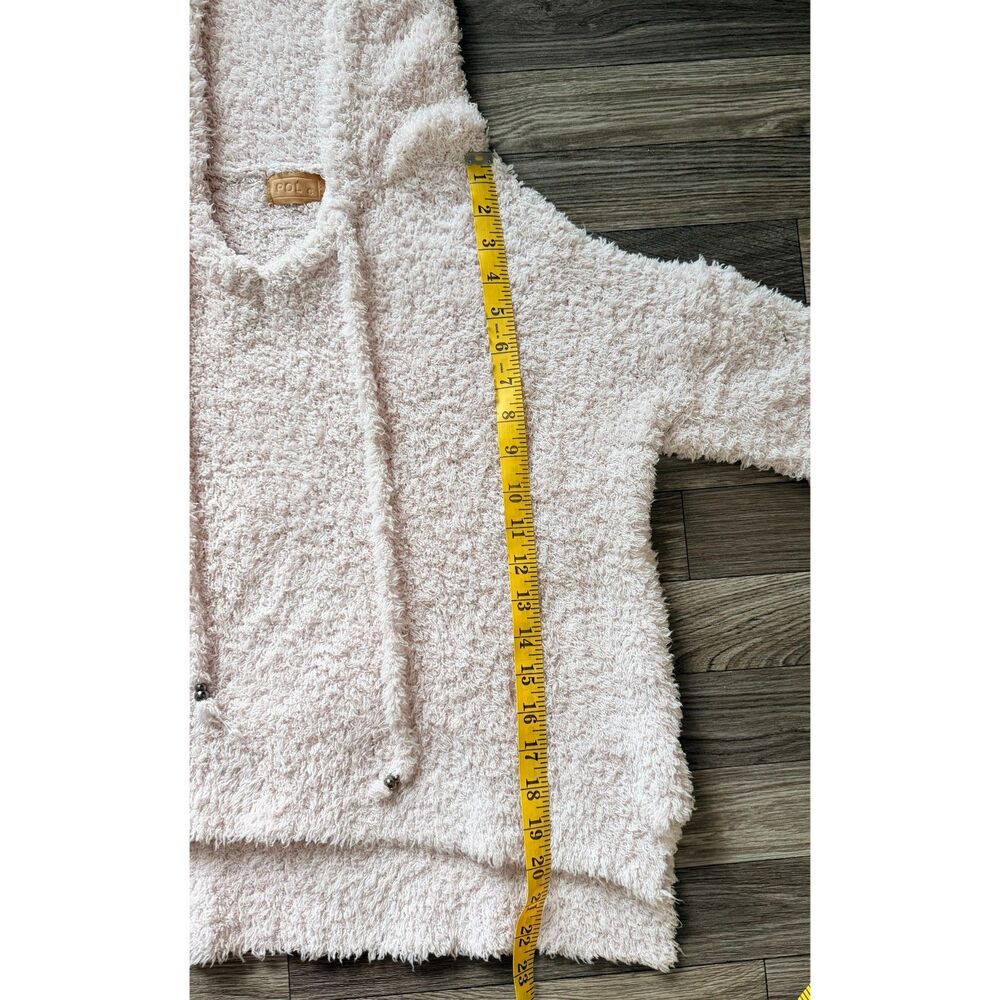 POL Clothing Cream Fuzzy Popcorn Knit Hoodie Sweater Sz S Oversized - Picture 9 of 9